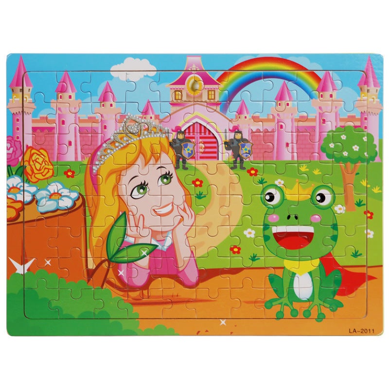 Wooden 80 Pieces Puzzle Toddler Cartoon Dinosaur Animal Plane Puzzle Baby Early Education And Intelligence Building Blocks Toy - Image 1